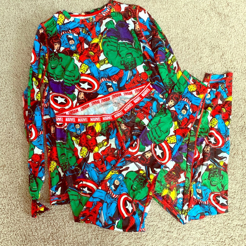 Kids Marvel Pajamas Thermal Underwear Size Large